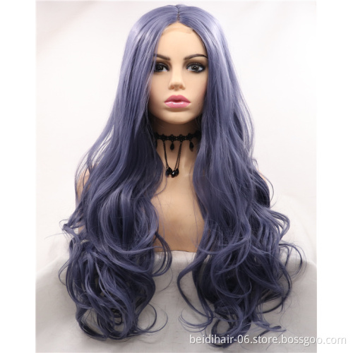 Wholesale Transparent Lace Frontal Cosplay Synthetic Hair Top Lace Front Purple Wig